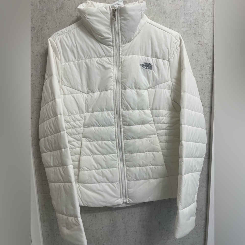 Small North Face Women’s white down jacket